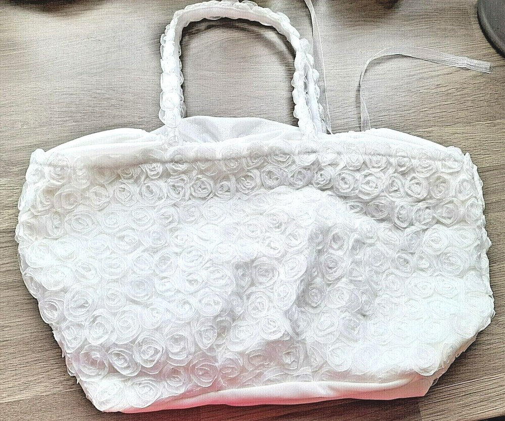 Ravage ROYALE Ivory Rose Large Drawstring Soft Lingerie Bag