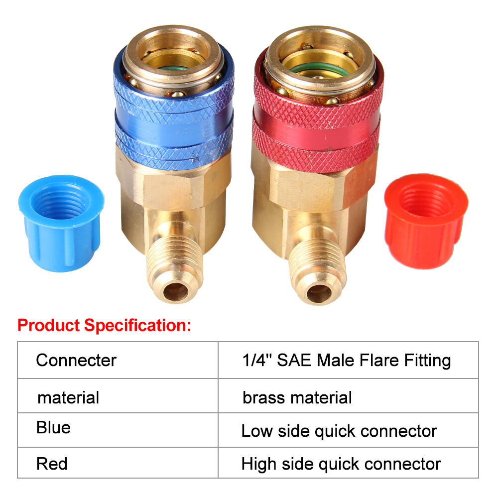 A/C Manifold Gauge Conversion Kit High/Low Quick Adapter Fitting 90 Degree