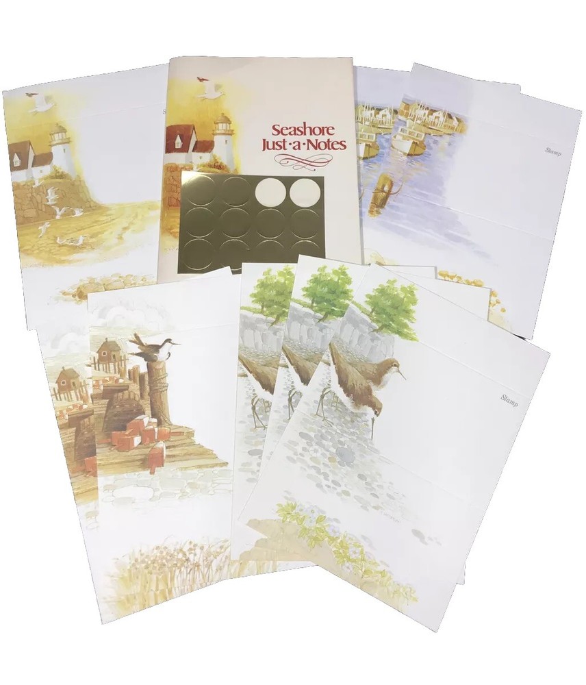 8 Vintage Current Nautical Notecards Just A Note Set Seals Lighthouse Boat Bird