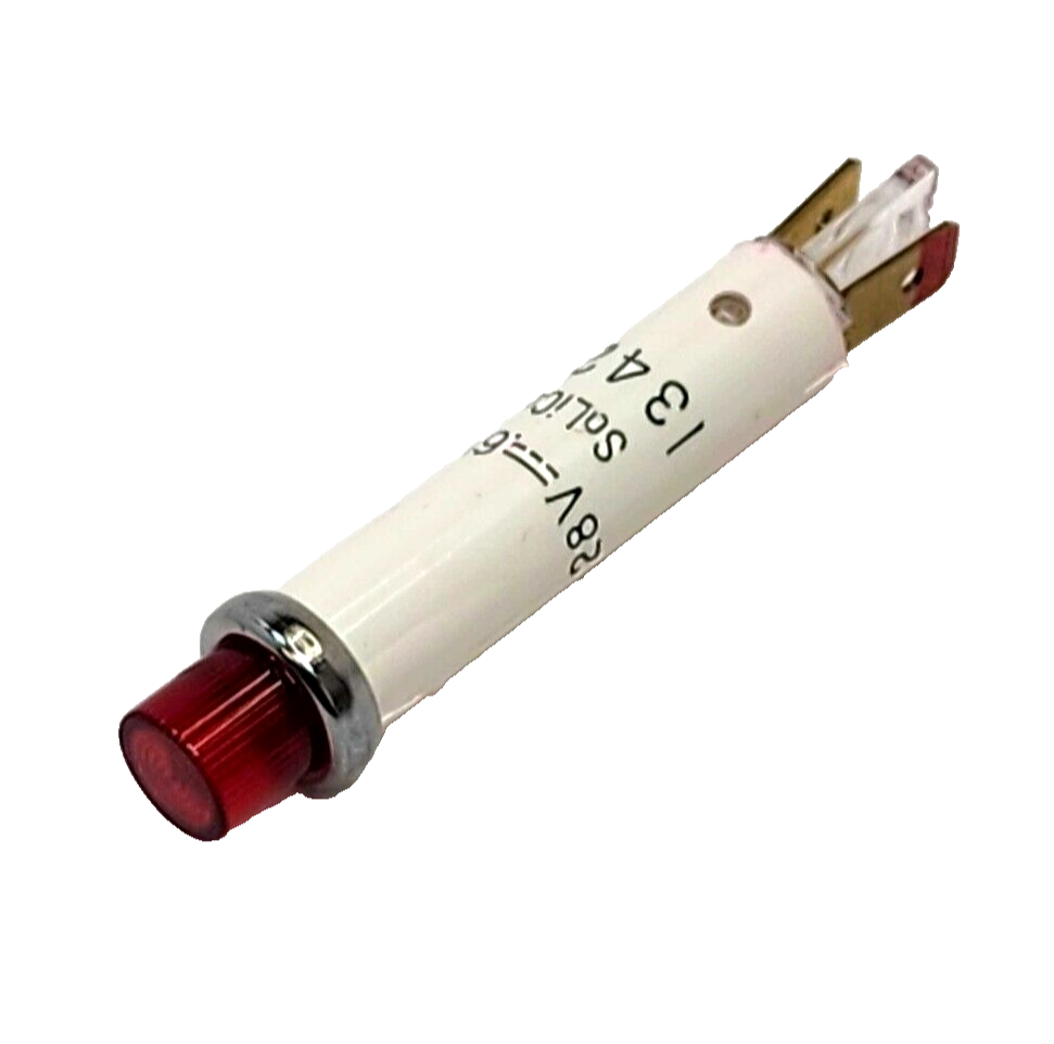 (1x) Solico - 5/16" 28VDC Red LED - Panel Mount Indicator Light - .187" QC Term