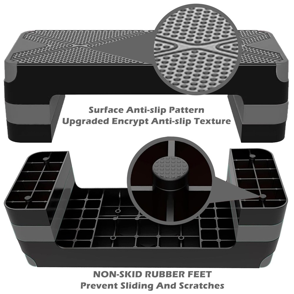 Adjustable Aerobic Exercise Step- Workout Step Platform, 26.5" Step Deck with...