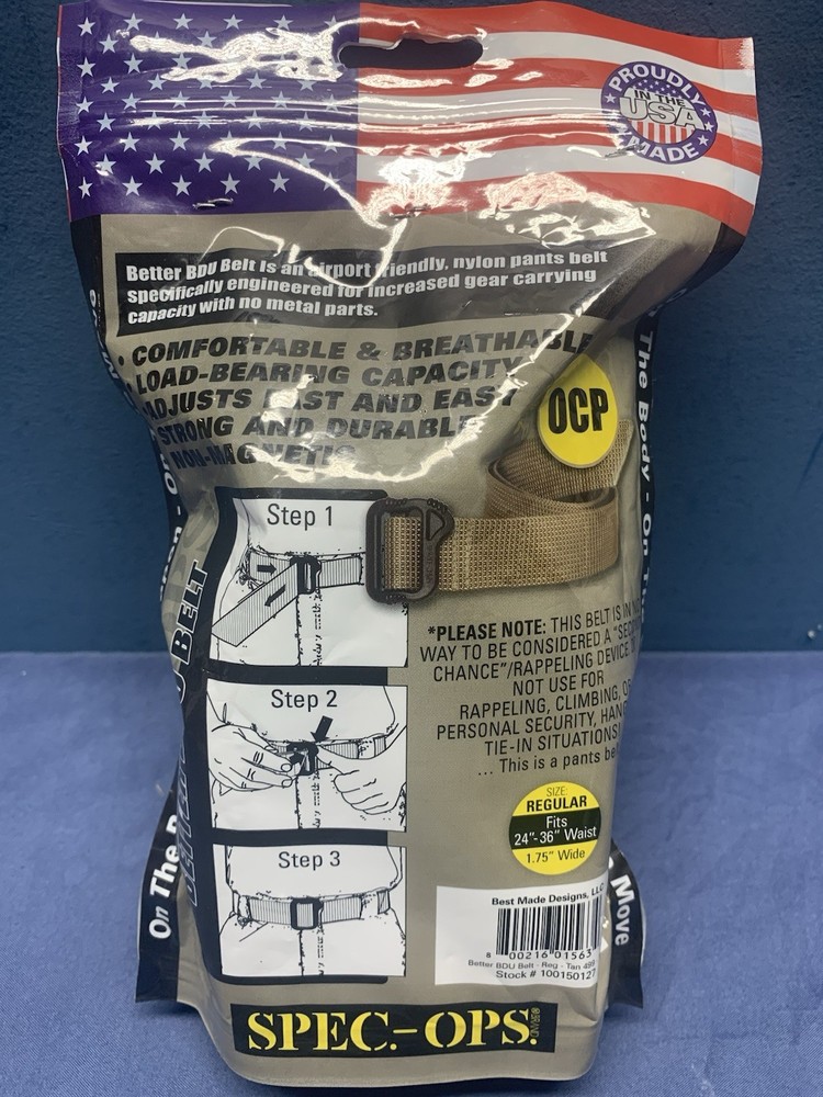 Spec Ops Better BDU Belt, Tan 499, Regular, 100150127 Duty Belt