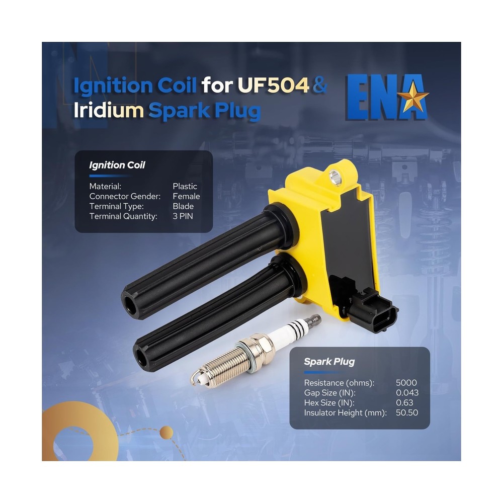 ENA 8 Ignition Coil Pack 16 Iridium Spark Plug Compatible with Chry... Fast Ship