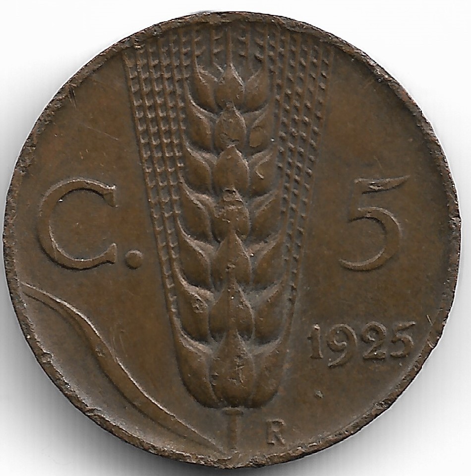 Italy 5 Centesimi 1925 KM# 59