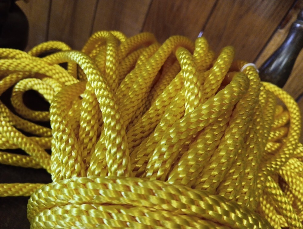 3/8” x 150 ft. Solid Braid Polyester Rope. Made in USA. Yellow