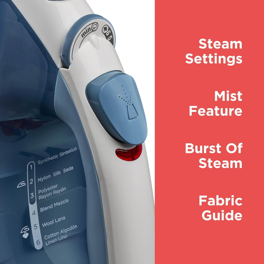 BLACK+DECKER Easy Steam Compact Iron for Clothes, Automatic Shutoff, Anti-Drip..