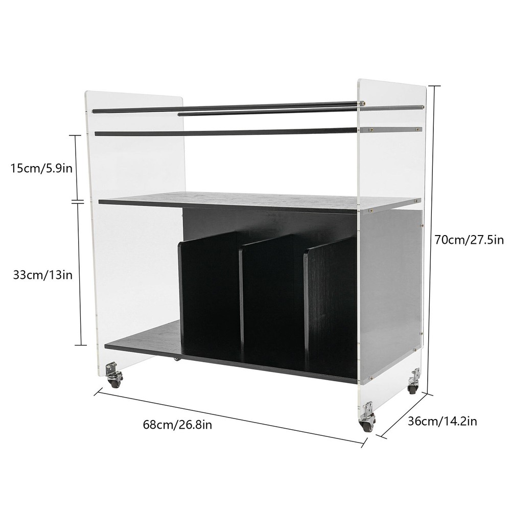 Acrylic End Table,Rectangle Side Table, Bamboo Acrylic Modern End Table