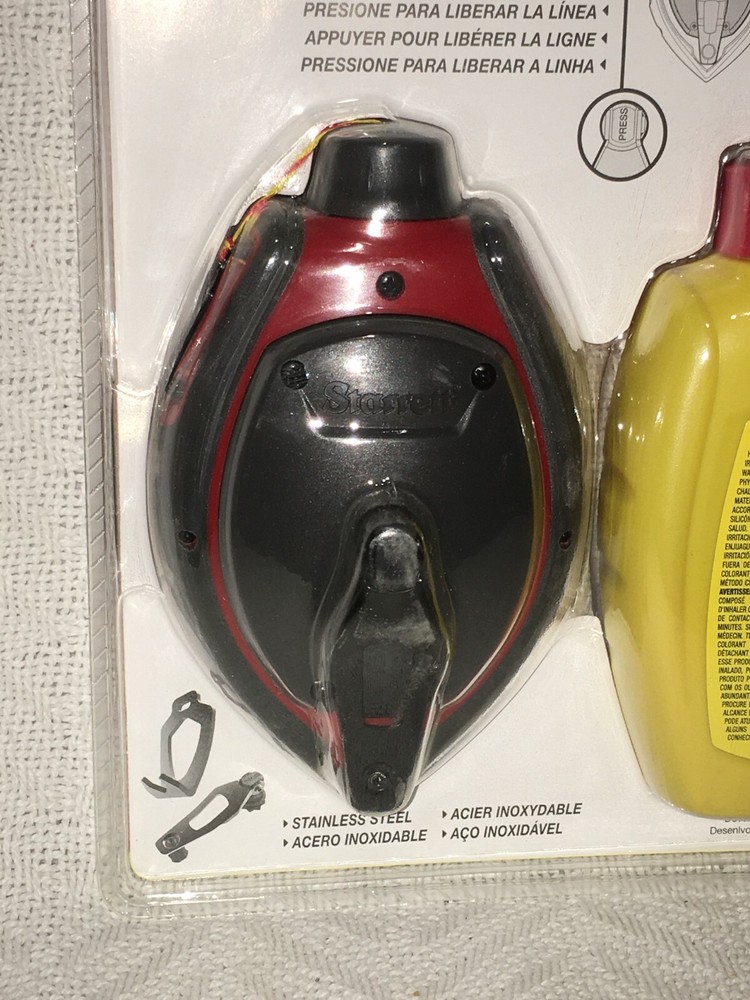 100' Chalk Line AND Refill Impact Resistant Plastic Case Starrett New In Pack
