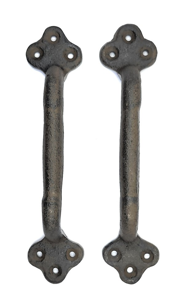 2 Cast Iron Door Handles Rustic Heavy Duty Antique Style Gate Barn Pull Large