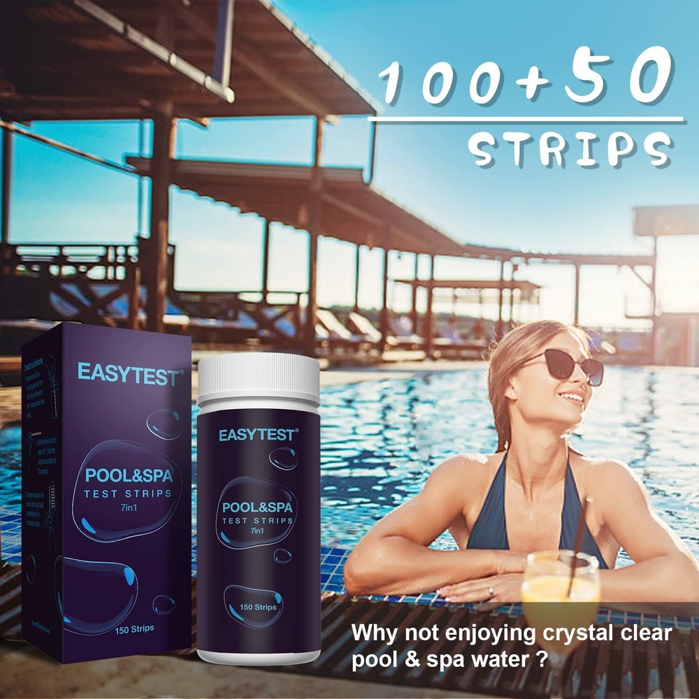 7-Way Pool Test Strips, 150 Strips Water Chemical Testing FREE SHIPPING