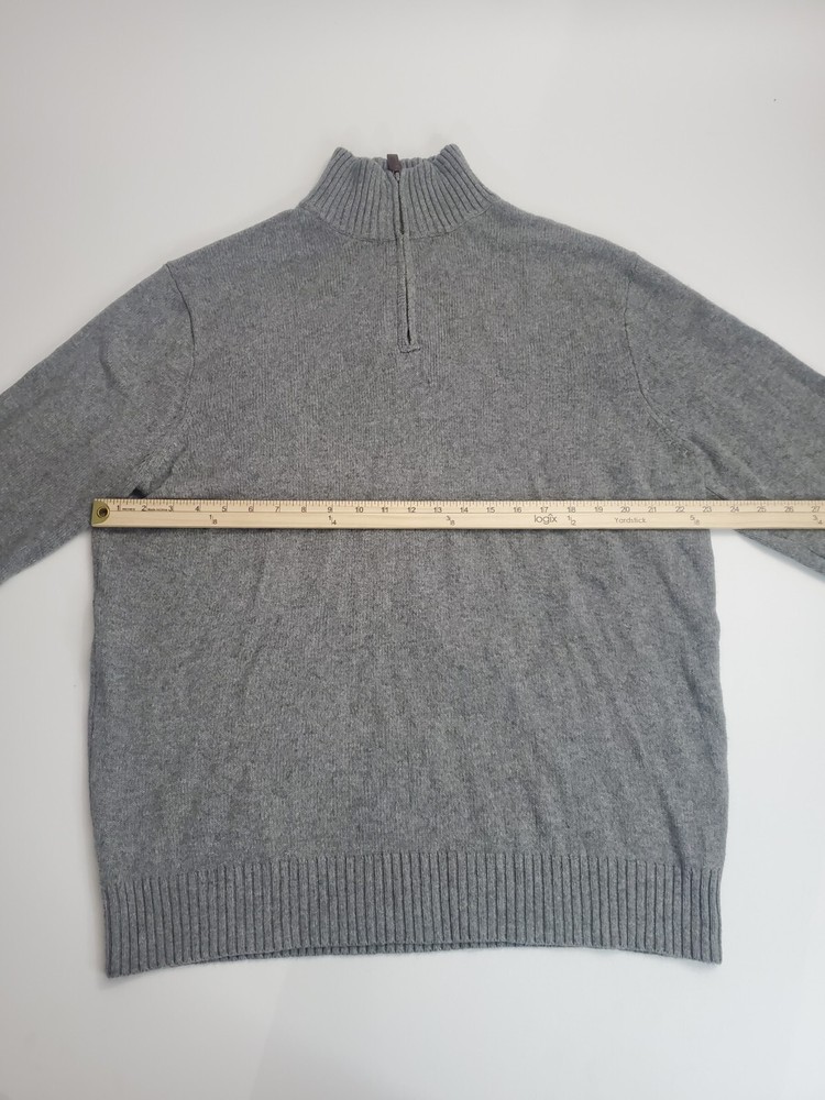 J Crew Men's Long Sleeve 1/4 Zip Pullover Sweater, Grey, XL