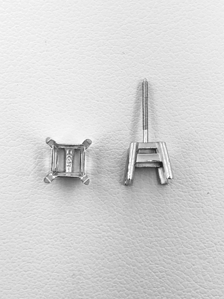 950 Platinum Stud Earring Finding Mounting Setting Princess Basket Screw Back