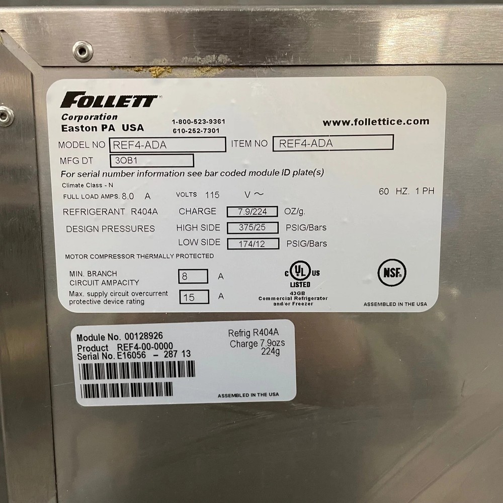 Follett 4.5 Cu Ft Under The Counter Refrigerator