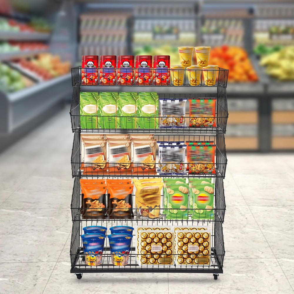 5 Tier Wire Grid Retail Display Shelf Merchandise Display Rack Stand