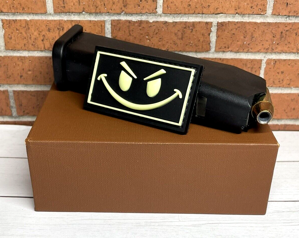 Tactical PVC Patch - Evil Smiley Face Patch - Glow in Dark Morale Funny Patch