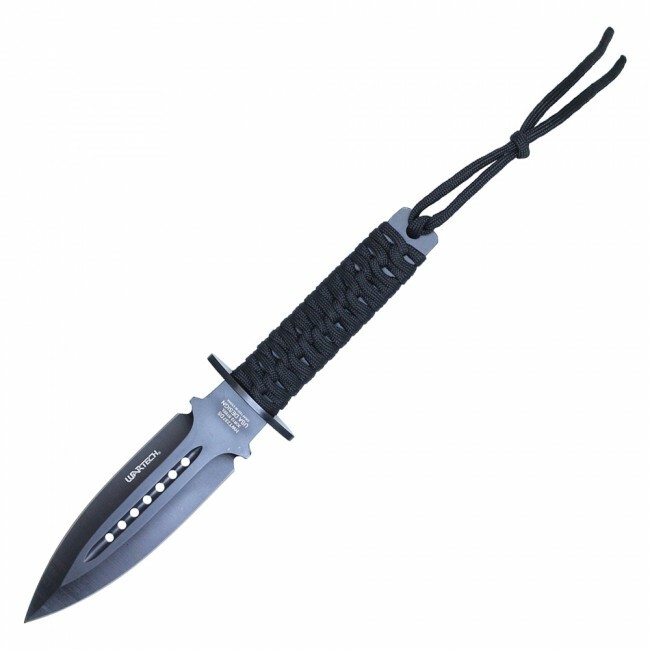 Fixed Blade Knife | Black Tactical Double-edged Combat Dagger Etched Blade