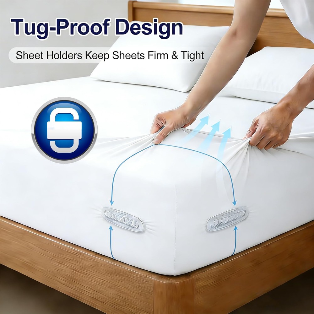 Bed Sheet Holders Keep Sheets Firm & Tight, Upgraded Bed Sheet Fasteners Easy...