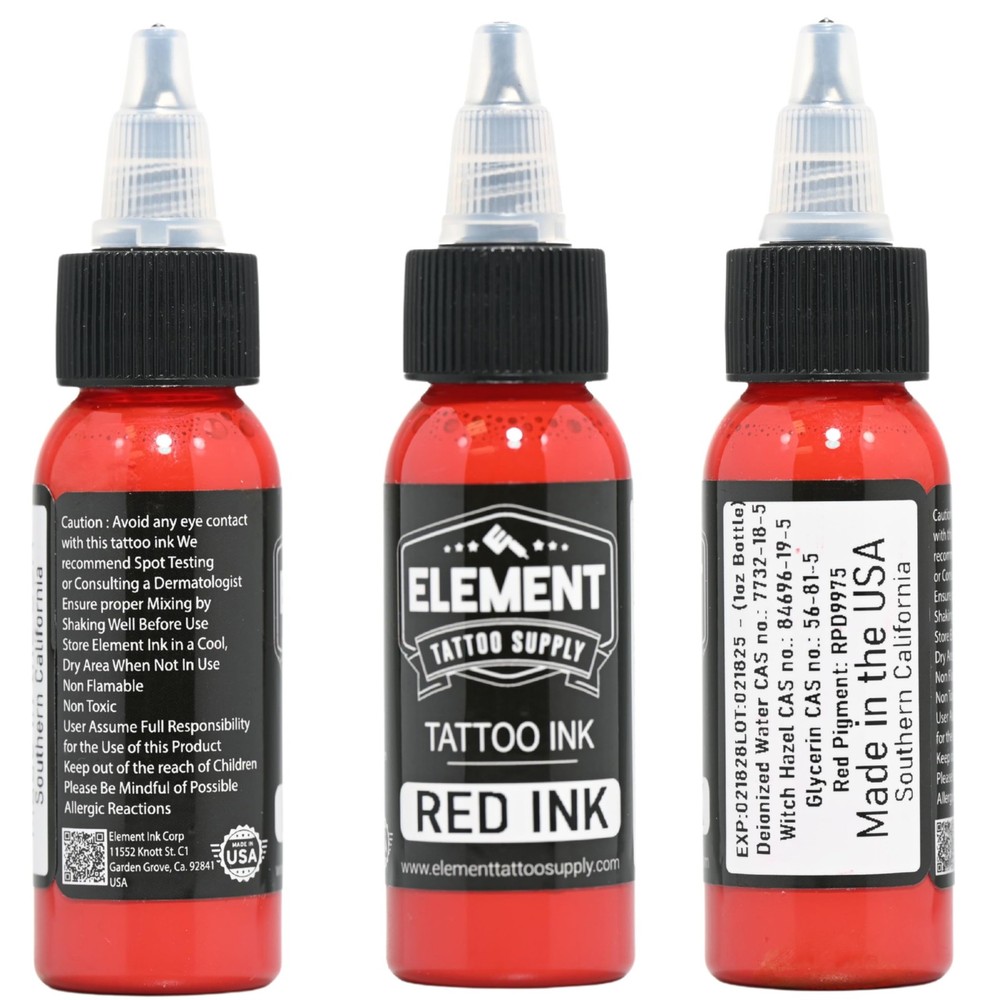 Element Tattoo Ink Set: Red, Yellow, Blue Professional Solid Colors