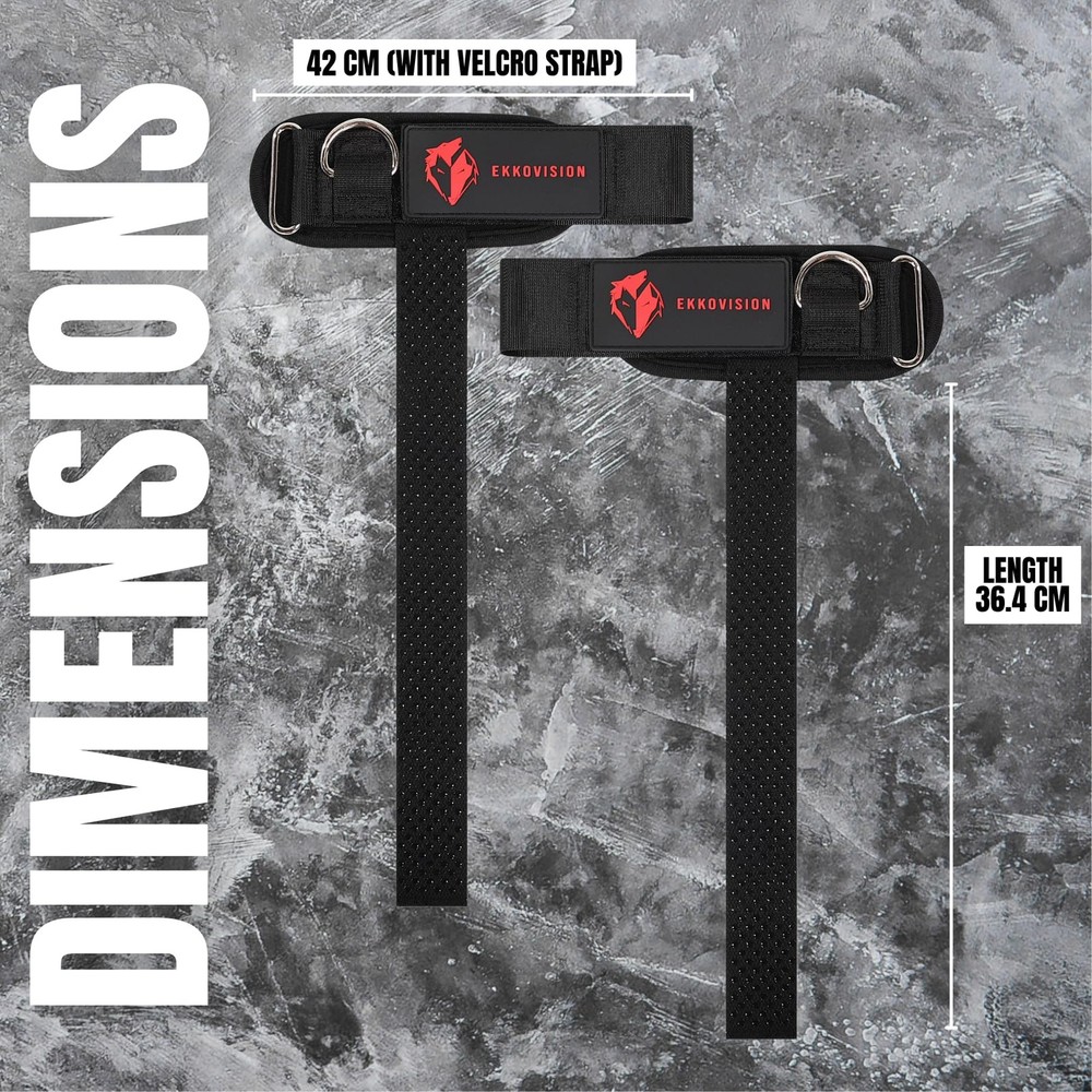 Ekkovision Weight Lifting Straps With Cuffed D Ring, Wrist Support, PHASE3