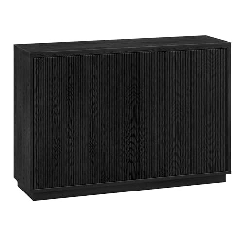48" Fluted Sideboard Buffet Cabinet, Ribbed 48" Buffet Table Natural Black