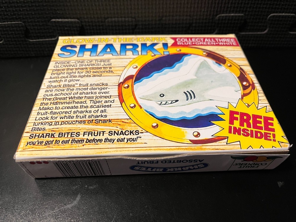 1990 Shark Bites Fruit Snacks (glow in the da) - Replacement novelty display box