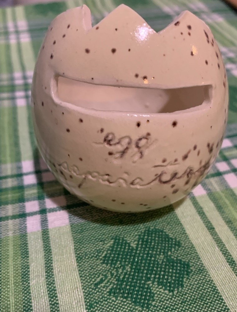 ❤️Vintage Hand Made Studio Art Pottery Ceramic Egg Separator Speckled Glaze