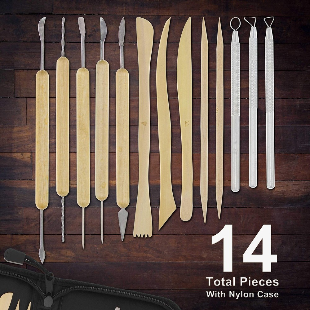 U.S. Art Supply Pottery & Clay Tools Set (14-Piece) - Includes Pottery Tools,...