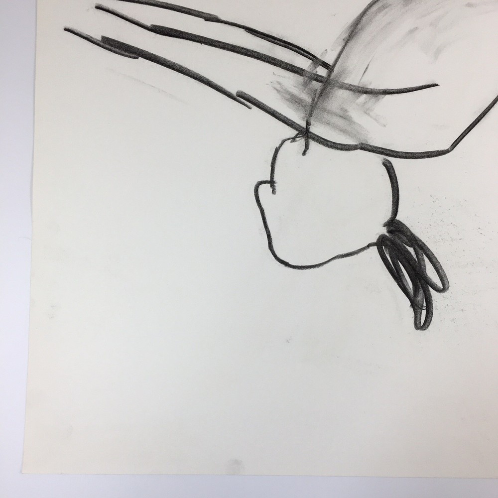 Kip Gresham Unsigned Original Charcoal Drawing Gymnast Curwen Archive #13