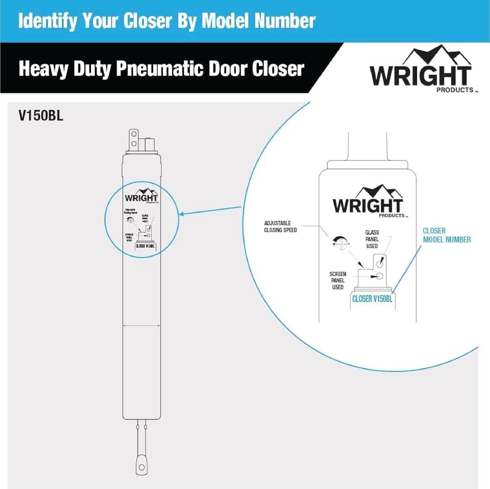 Pneumatic Door Closer for Out-Swinging Doors - Durable, Adjustable, Compact