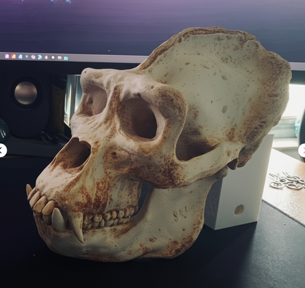 Gorilla Skull Replica (1:1 Scale Male Silverback)