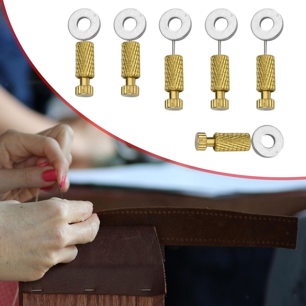 6x Leather Positioning Pins Leather Stitching Tools Practical Brass Fixed Seam
