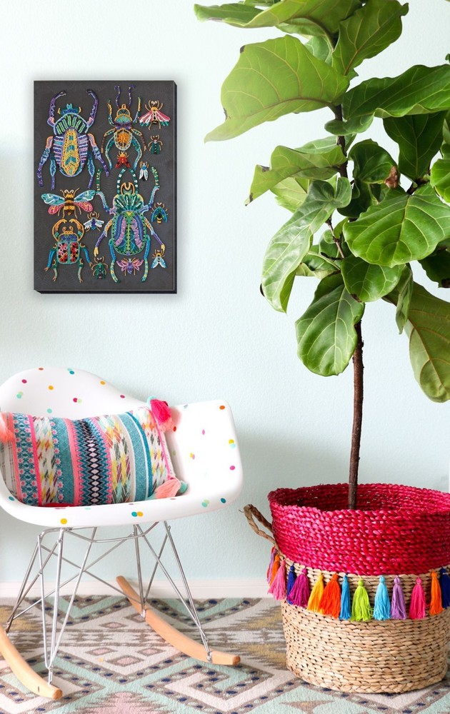 Bead Embroidery Kit DIY "Beetles" Beaded Needlepoint Craft Set