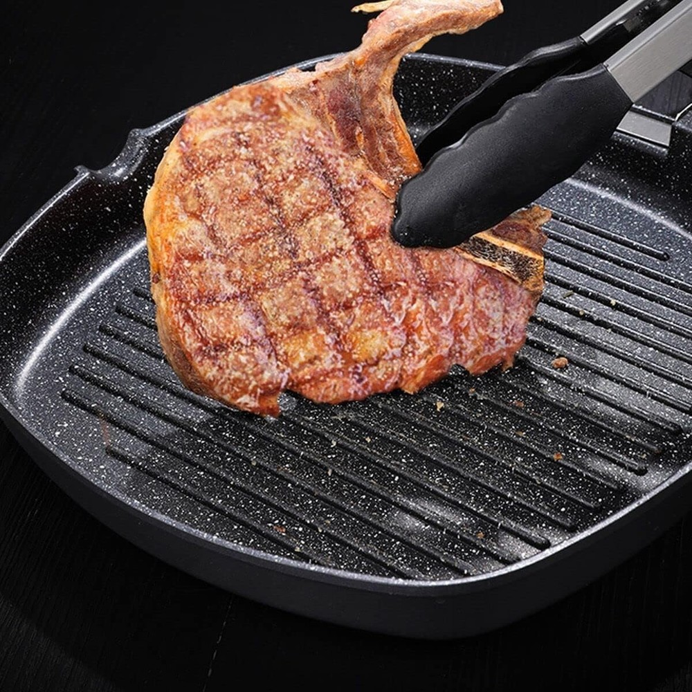 Versatile 24cm Cast Iron Grill Pan - Non-Stick & Folding Handle for Easy Storage