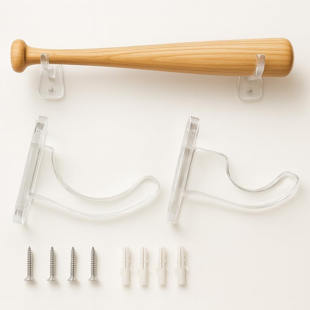 2PCS Acrylic Baseball Bat Display Case |Wall Mount Baseball Bat Horizontal Ra