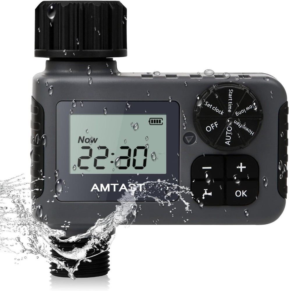 Programmable Sprinkler Timer with Rain Delay for Garden Hose - Black, Digital...