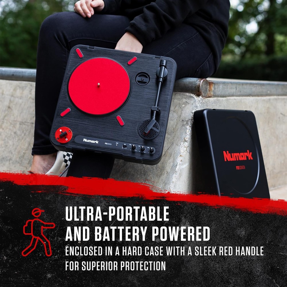 Numark PT01 Scratch | DJ Turntable for Portablists With User Replaceable Red