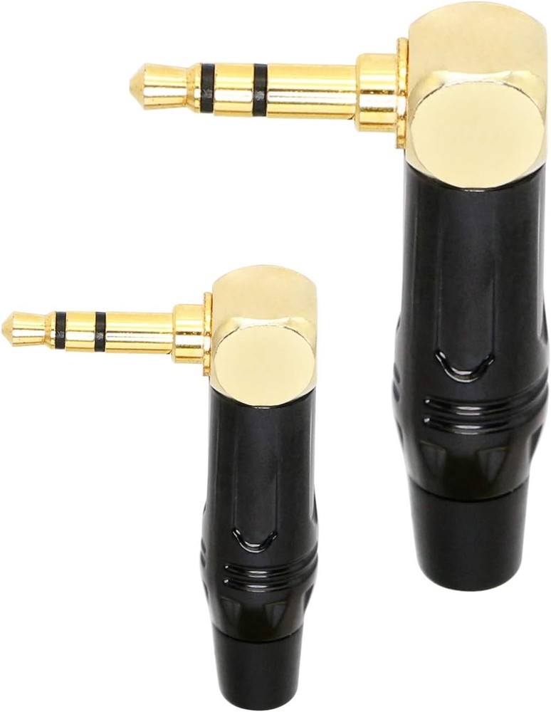 Replacement TRS Male Plug 3 Pole Right Angle 3.5mm Solder 黑色