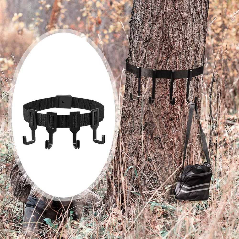 Tree Stand Harness Strap Accessory Holder with 4 Hooks Multifunctional Treestand