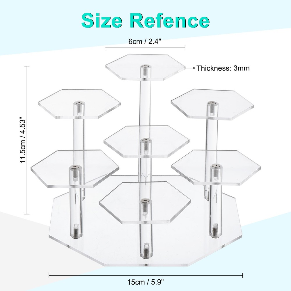 Acrylic Display Stand for Figures 7 Tier Acrylic Riser for Cupcake Clear