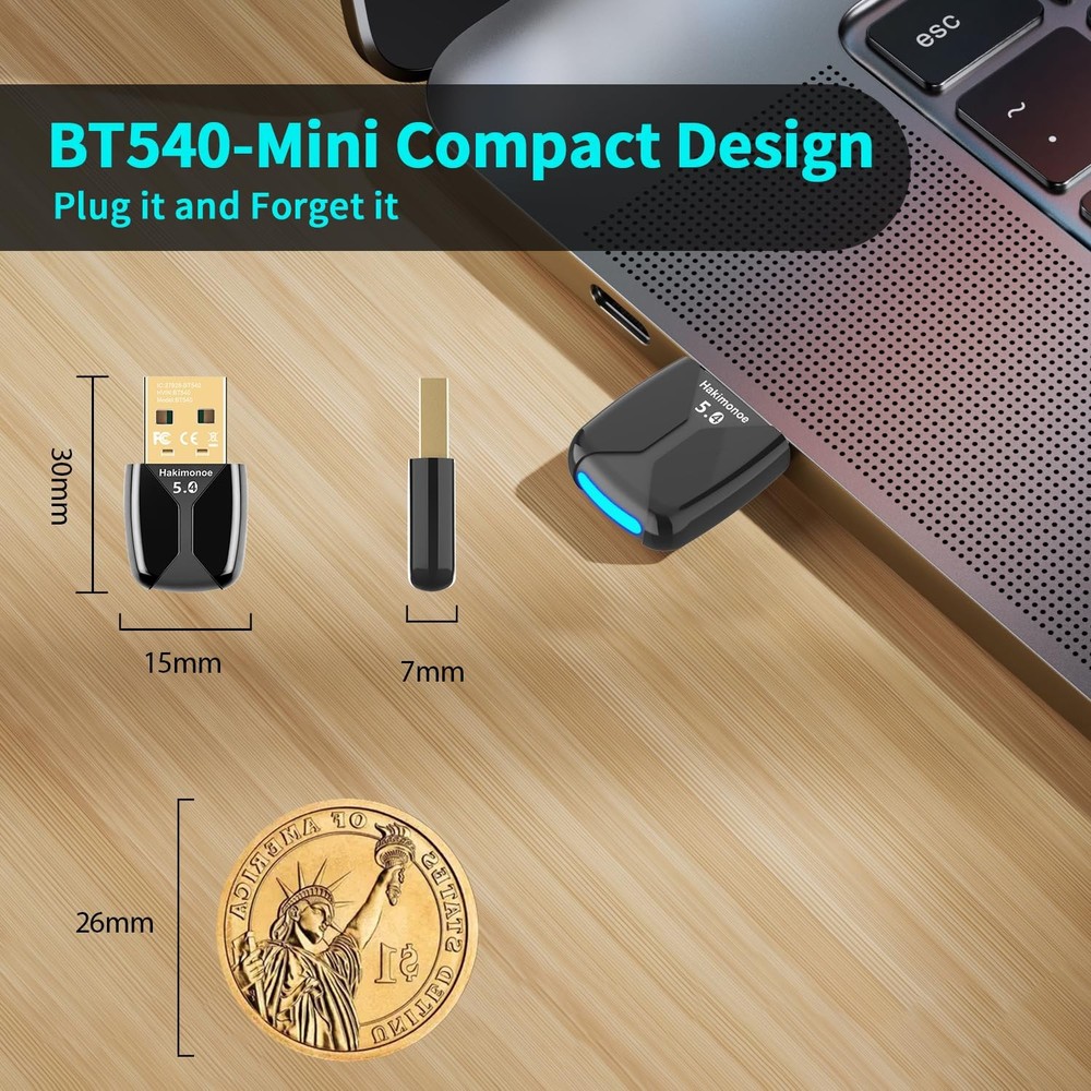Upgraded USB Bluetooth 5.4 Adapter for PC, Wireless USB Dongle Laptop Desktop