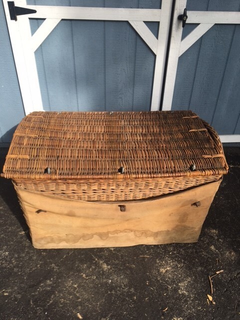 Large Antique French Wicker Trunk w/Handles