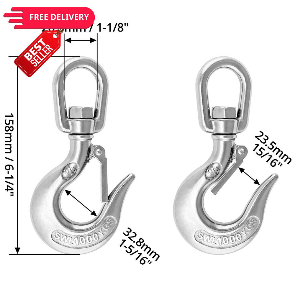 QWORK Chain Hook, Swivel Hoist Slip Hooks, Clevis...