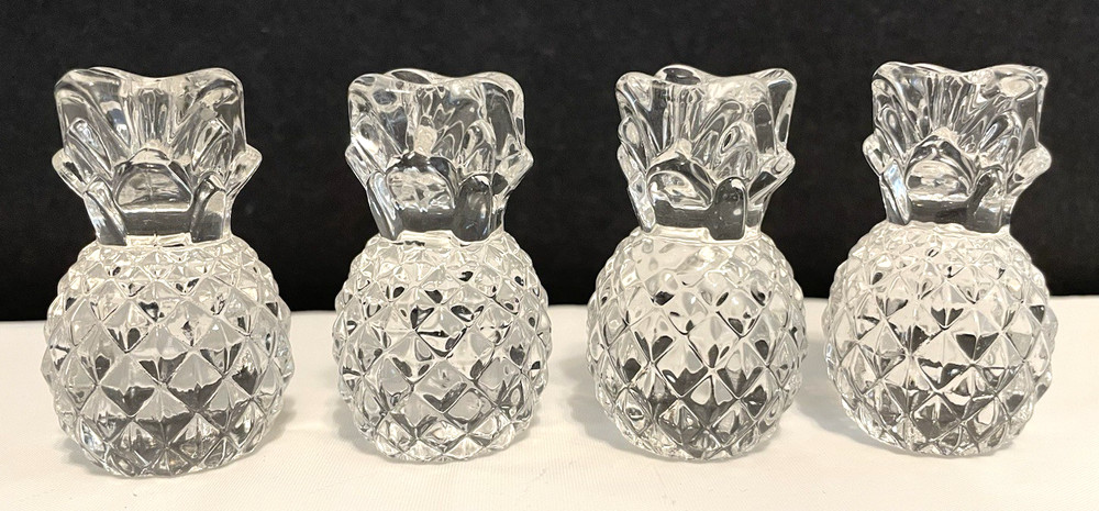 4 Piece Set - Mini Crystal Pineapple Taper Holders