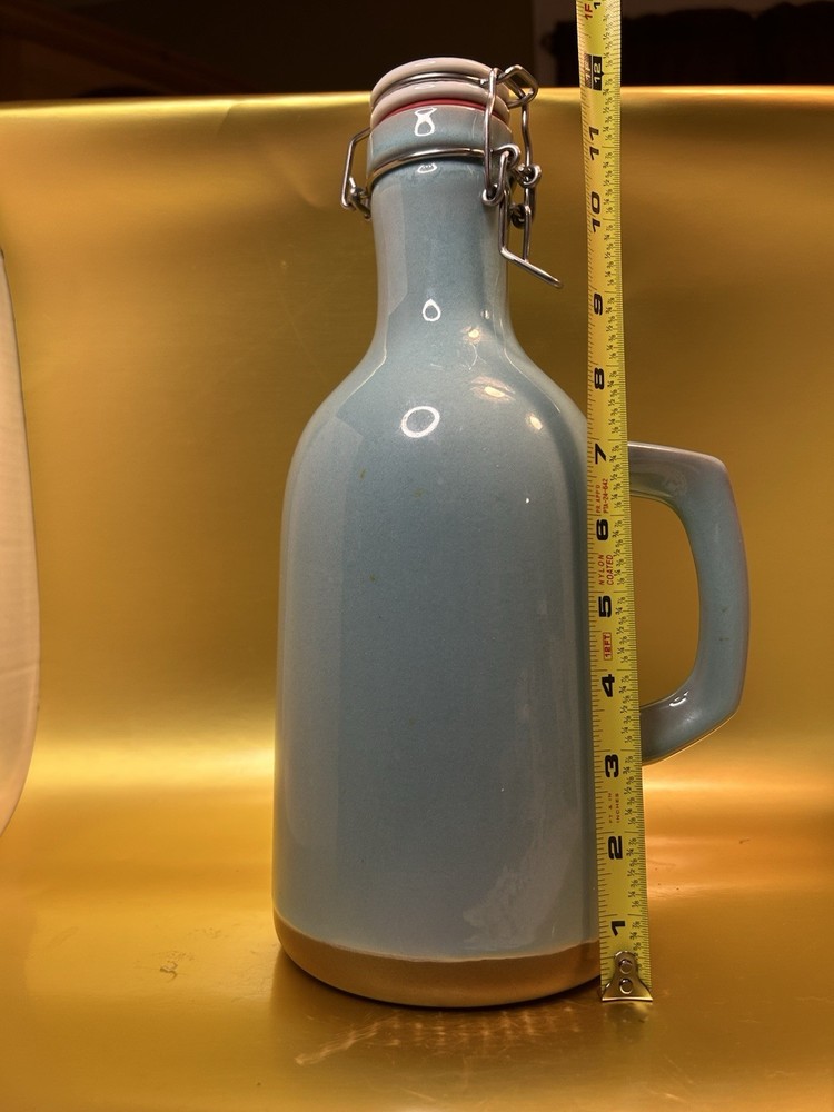 Stoneware Bottle Light Blue Vintage Antique, Heavy.
