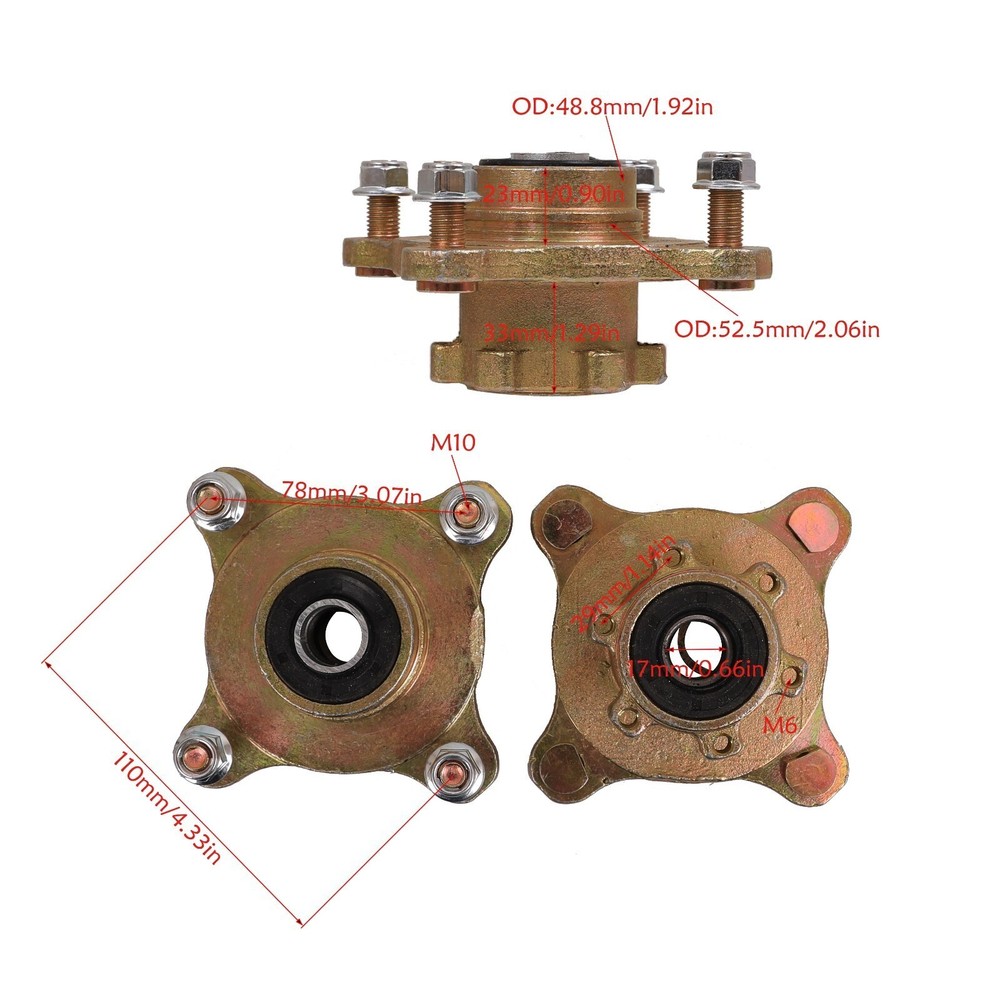 Front Hydraulic Disc Brake Caliper Rotor Kit 4 Stud Spindle Hub For Golf Buggy
