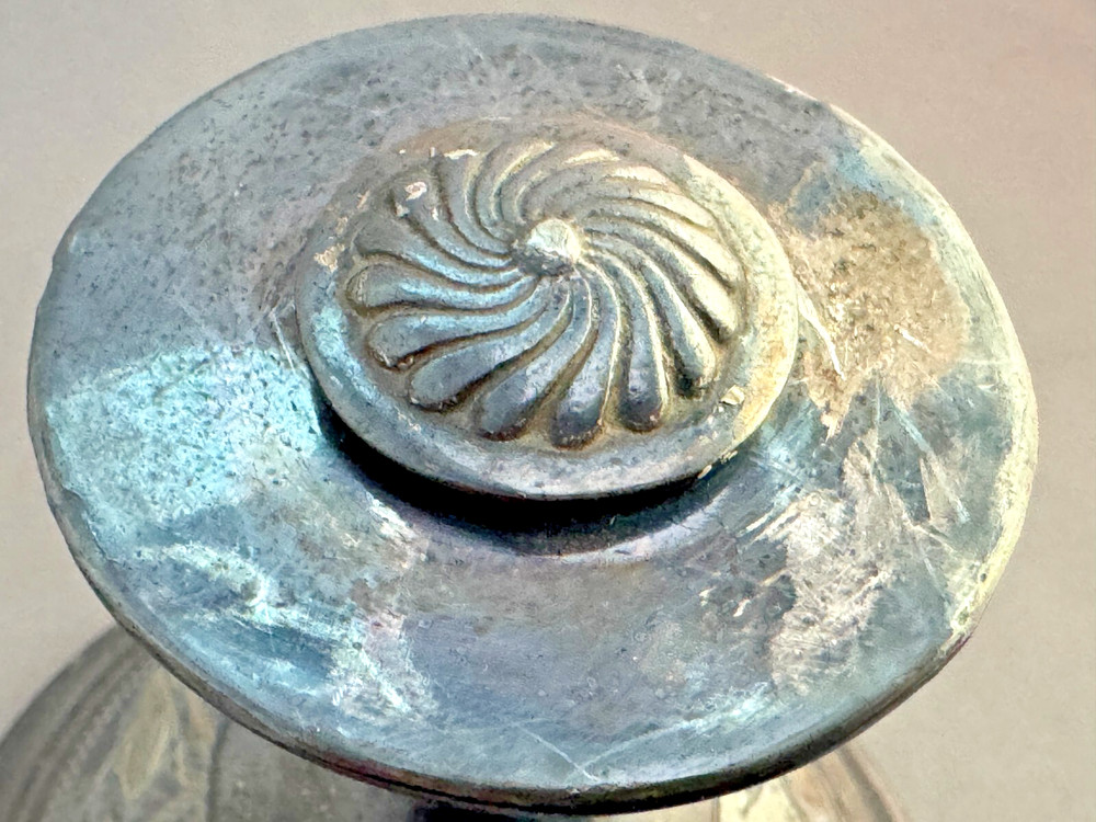 Antique Silver plated wide base weighted Engraved