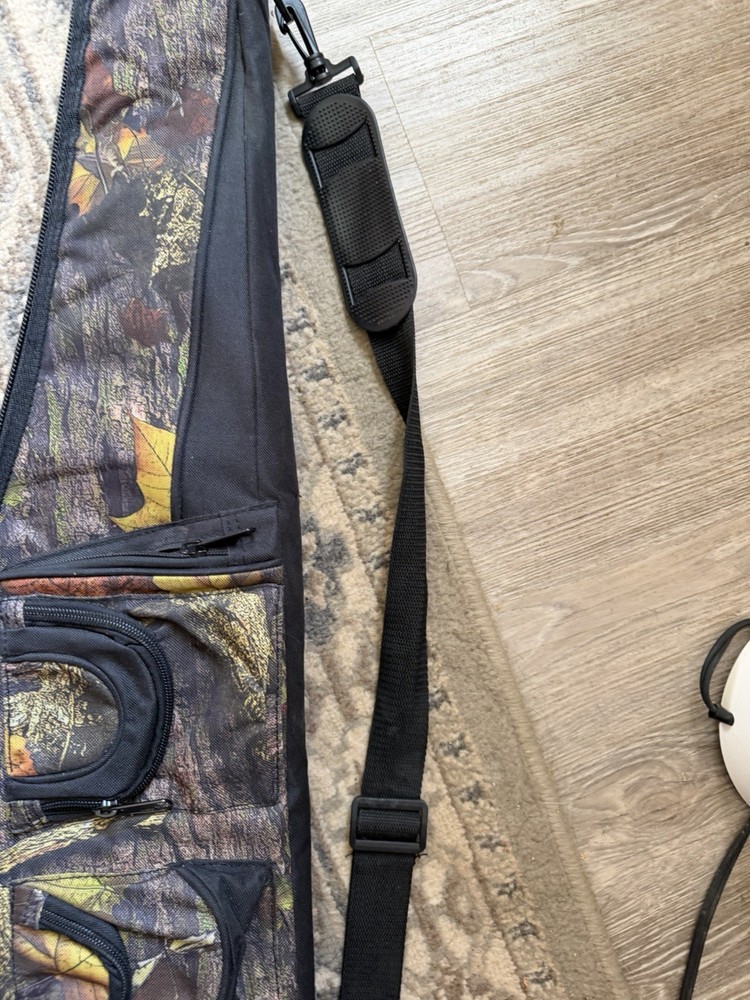 Camo Rifle Soft Case Padded Interior Polyester 3 Pockets Shoulder Strap Black