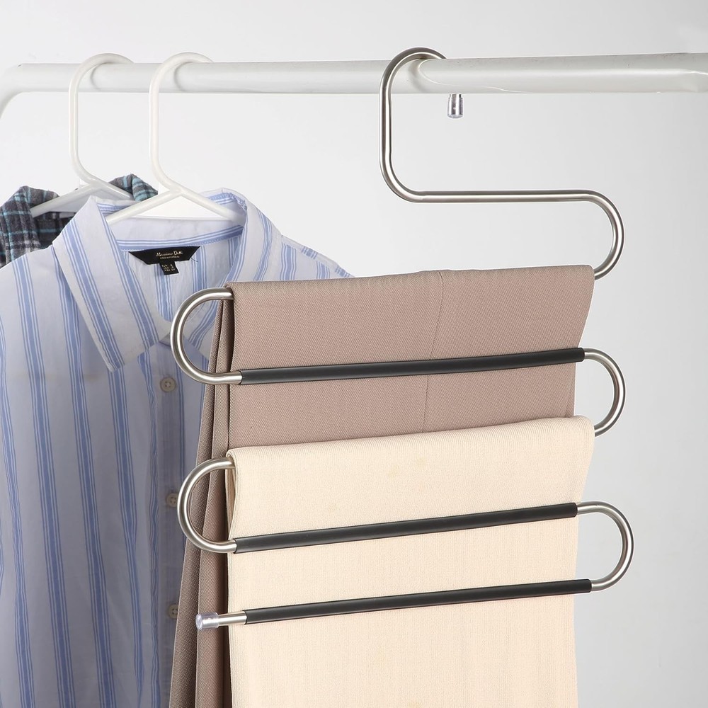 Mr. Pen- Pants Hangers - Space Saving, 5 Pack, Jeans Silver