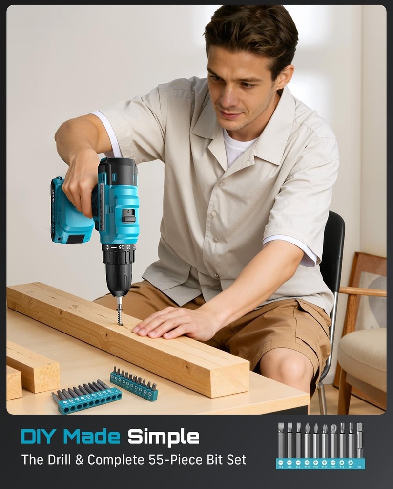 Seesii 190pcs Repair Basic Toolbox Tools Sets & Cordless Electric Driver w/ Case