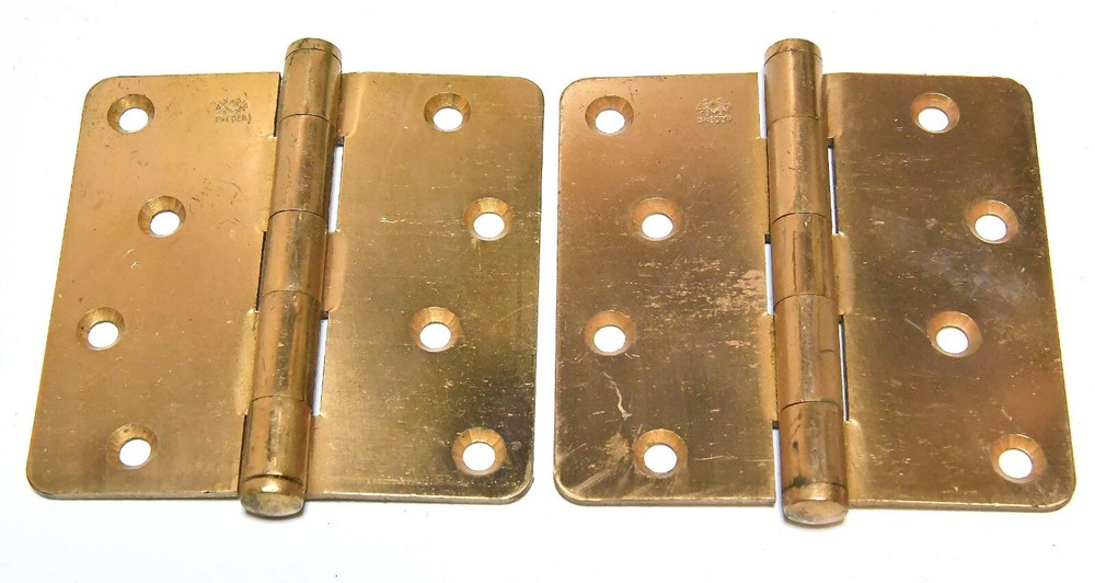 2 MATCHING SAS BRASS FINISH HINGES 4 x 4